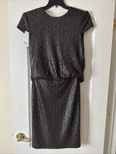 Talbot Runhof Black/Silver Sparkle Lochar5 Stretch Dress Size 38/8 Retail $1175