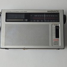 Magnavox Portable Electronic Clock Radio Alarm FM/AM Liquid Crystal Display