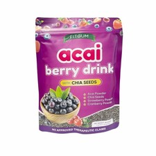 FITGUM Acai Berry Drink Powder with Chia Seeds 10 Sachets Daily Beverage