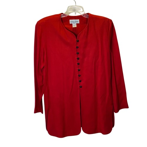 Nicole Studio New York Red Button Down Tunic Top Blouse Size 16 - Picture 6 of 7
