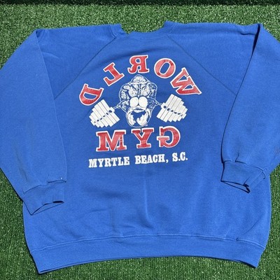 VINTAGE 80's WORLD GYM MYRTLE BEACH DOUBLE SIDED PRINT SWEATSHIRT