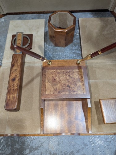 Rare Vintage Agresti Briarwood Italian Desk Set With Accessories - Picture 5 of 24