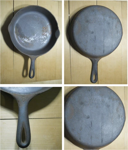Wagner Ware Sidney-O 1058I 10 ½” Cast Iron Skillet Double Spout Flat  1935-59 L8