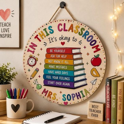 Inspirational wooden classroom decor sign   a school gift for students.