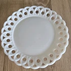 Vintage Milk Glass Plate With Lace Edge