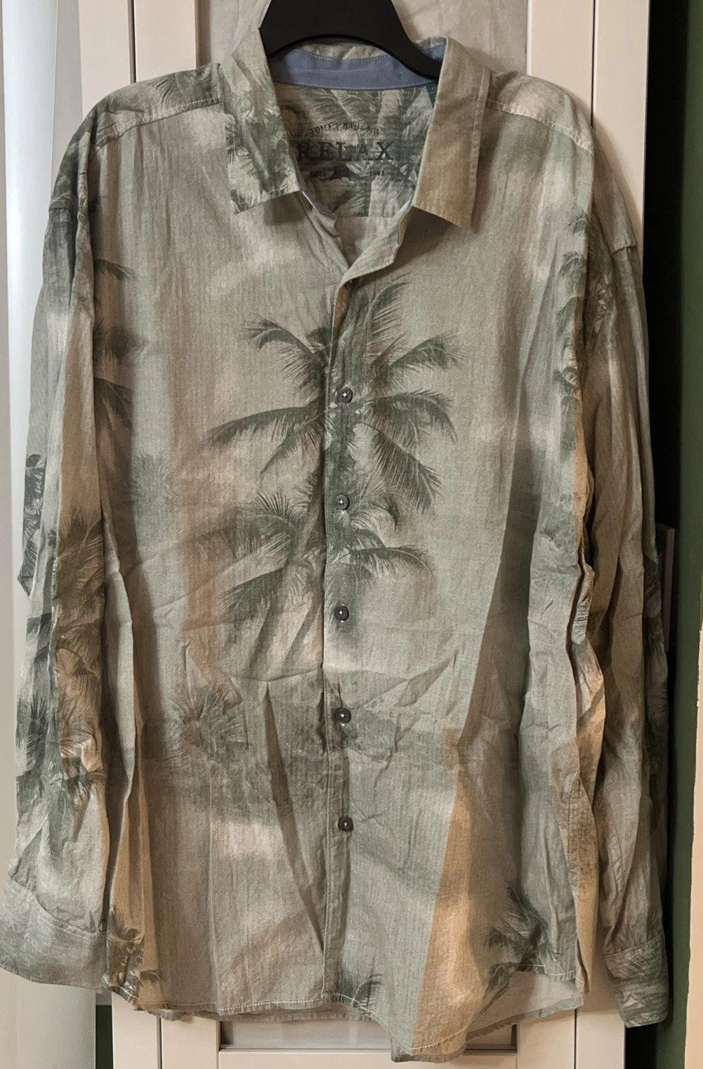 Tommy Bahama Men’s Size XXL Green Floral Palm Trees Button Up Coastal Shirt