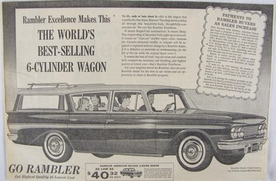 Vintage 1961 RAMBLER Station Wagon Car Newspaper Print Ad