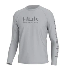 HUK Men's Standard Pursuit Vented Long Sleeve 30 UPF Shirt, Harbor Mist, -Large
