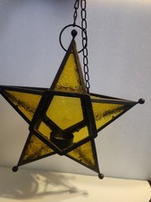 Vintage Hanging Star Lantern Stained Glass Te...