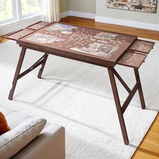 27.6" H Tall Puzzle Board 1500 Piece Puzzle Table with Legs, 4 Drawers, 34.3" W 