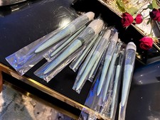 Makeup Brush Set Light Blue White Synthetic Fiber Blending Powder Blush Mesh Gu  