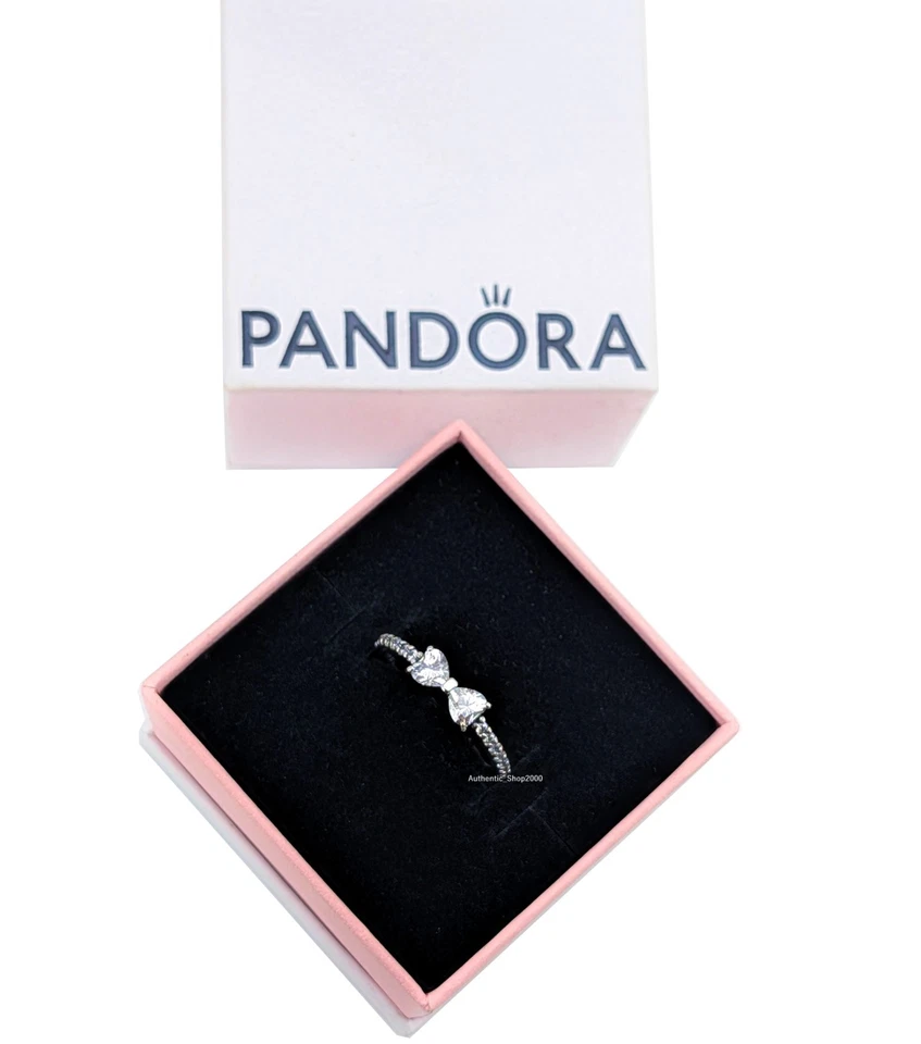 New 100% Authentic PANDORA 925 Ale Clear White Pave Sparkling Bow Ring 193510C02 - Image 3 of 4