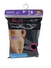 NWT Maidenform Flexees Half Slip FP0702 3XL Black Firm Control Shaping Waistband