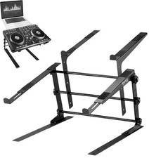 Pyle Portable Dual Laptop Stand - Standing Table with Pack of 1, Black