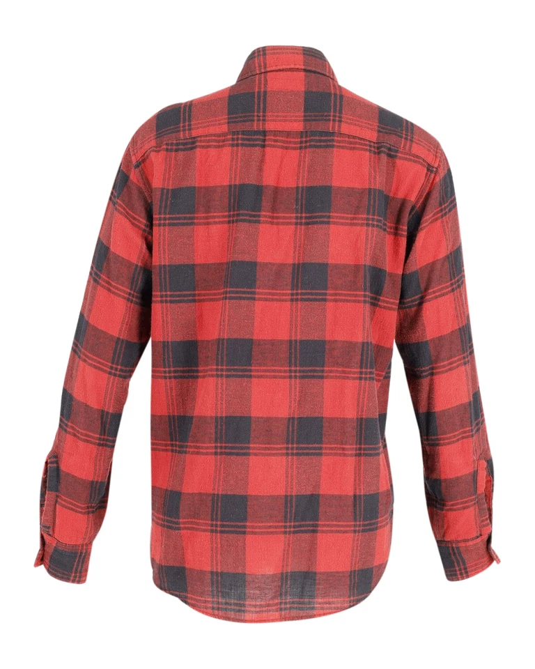 Saint Laurent Flannel Button Front Shirt in Red and Black Cotton - Image 3 of 3