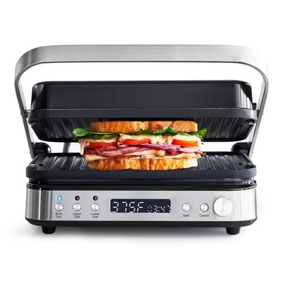 Electric Indoor Stainless Steel 6-in-1 Contact Grill and Griddle, Healthy Cer...