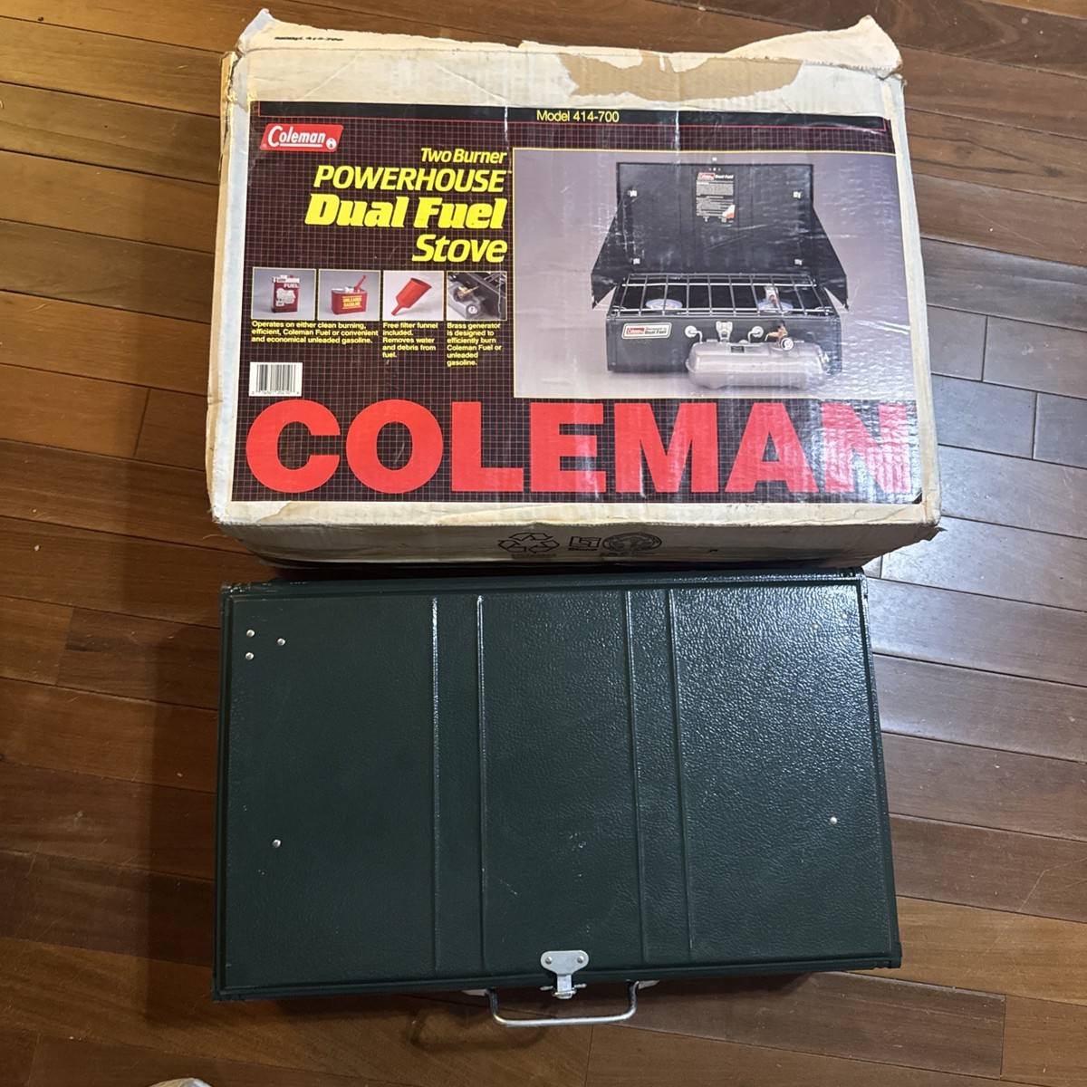 COLEMAN POWERHOUSE UNLEADED 414 DUAL FUEL TWO BURNER CAMP