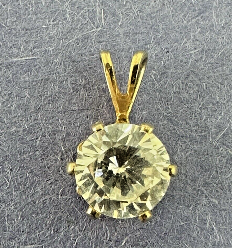Solitaire Pendant Crystal Faceted Gold Tone Prong Set Stunning