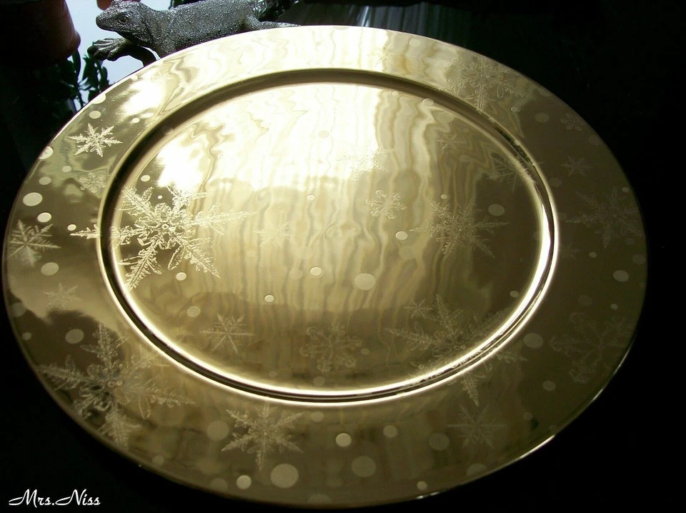 Rosenthal Solitaire Snowflake Christmas 2 x Platzteller Gold 33 cm *1 A NEUWARE*