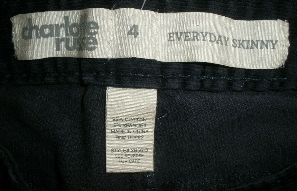 Charlotte Russe Navy Blue Thin Corduroy Pants Woman's Sz 4 Everyday Skinny (Q1) - Изображение 3 из 3