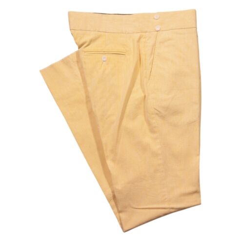 Mens Gurkha Pants Orange Striped Cotton Slim Straight Flat Front Trousers 36