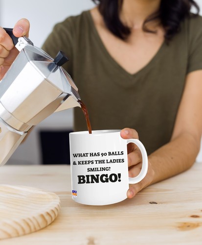 What Has 90 Balls & Keeps The Ladies Smiling Bingo Novelty Ceramic Mug Gift Idea - Picture 4 of 8