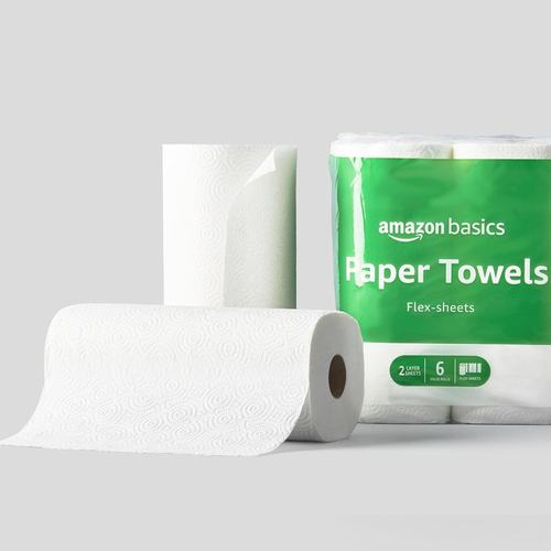 Amazon Basics 2 capas hojas flexibles toallas de papel, 2 rollos básicos = 5 rollos regulares, - Imagen 8 de 11