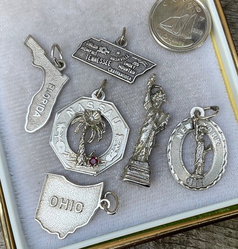 Vintage Sterling Charm LOT OHIO TENNESSE NASSAU NEW YORK FLORIDA Destinations - Picture 3 of 7