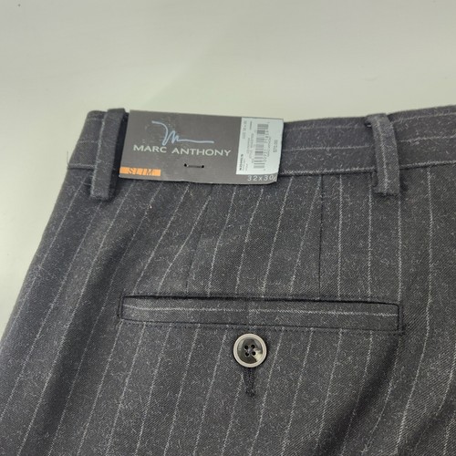 Marc Anthony pantalone elegante slim fit uomo 32x30 grigio gessato dritto business - Foto 5 di 10