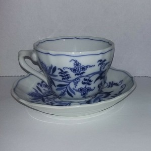 Blue Danube Blue Onion Pattern Cobalt Blue and White Vintage Tea Cup Blue Danube Tea Cup and Saucer