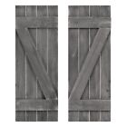 2 Pcs Farmhouse Paulownia Wood Window Shutter Set 36" x 13" Wall Mounted Design