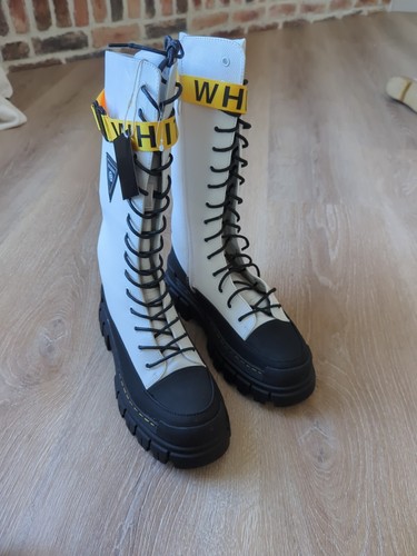 Dockers White Leather Gerli Moto Lace up Mid Calf Platformsbboots Size 8.5 - Picture 8 of 12