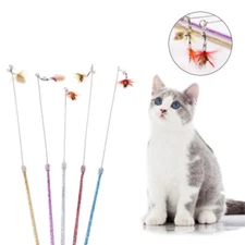 Funny Cat Stick Little Flying Insect Handmade Sticks Kitten With Small Bell Toy 