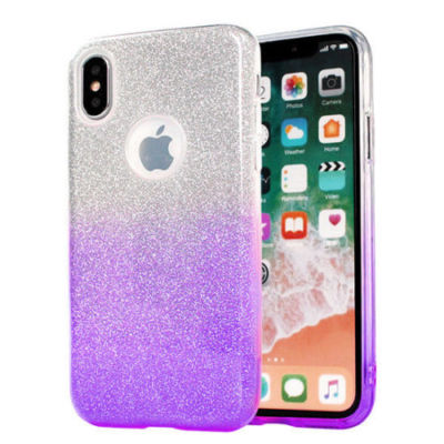 3 Teilen Ombre Shine Case Glitzer Hülle Tasche Violett Für Samsung Galaxy A60  
