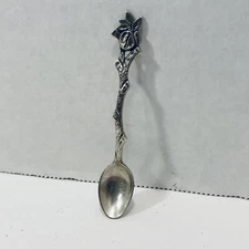 835 Silver Zitrin Brasil 1 Sugar Spoon Olive Branch Sculpt tiny 3.25" vintage