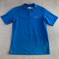 Columbia Shirt Men's Large Blue Short Sleeve Polo Collared Omni-Wick Pullover