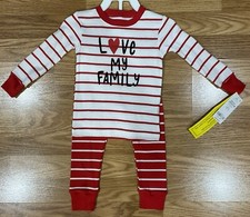 Toddler  Love My Family  Unisex Red White 2-pc PJ  s Size 18 Month Carter  s NWT