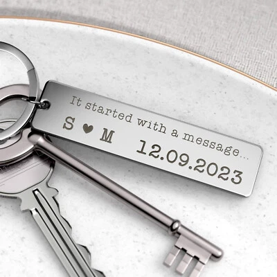 BEECREATIVEDESIGN Valentines Keyring Gift First Date One Year Together It Started With A Message