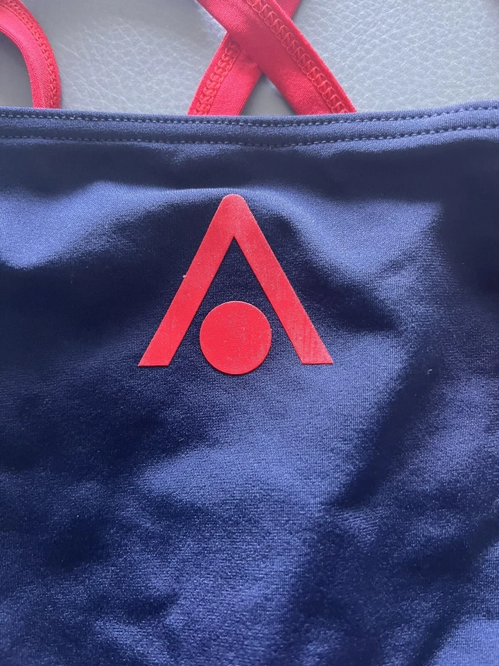 NUEVO CON ETIQUETAS TRAJE DE BAÑO AQUASPERE SWIM ESSENTIALS ESPALDA ABIERTA PARA MUJER-TALLA 30 EE. UU.-AZUL/ROJO Foto 4 de 4