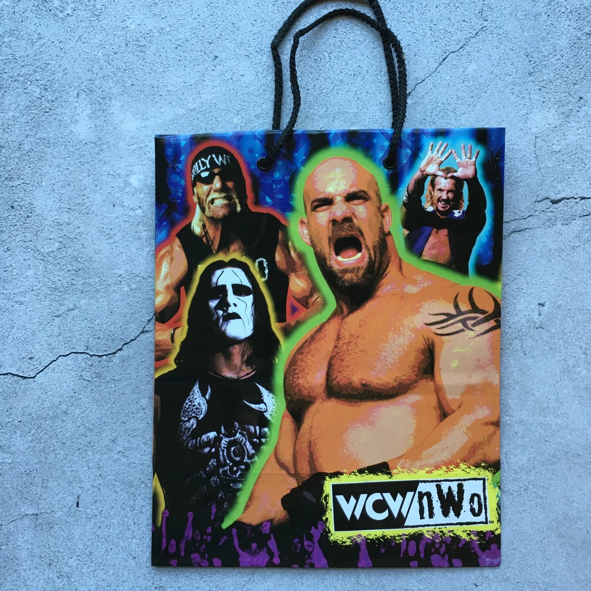 WCW NWO Gift Bag ft Goldberg Hulk Hogan Sting Dallas Set of 5 10.5