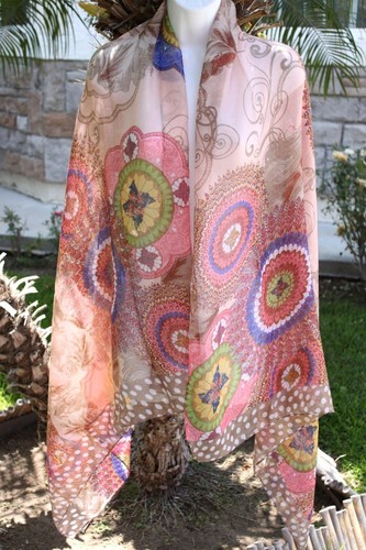 Vintage Inspired Floral Sheer Sarong Cover-Up Shawl Scarf Skirt Dress Beach Wrap - Picture 4 of 11