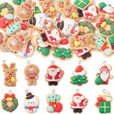 30pcs Christmas Resin Pendants Santa Claus Hang Dangle Charm for Jewelry Making