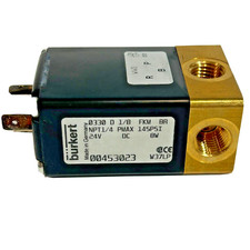 New in box Burkert 0330 D 1/8 FKM BR Solenoid Valve 1/4"NPT 140psi 24V D405