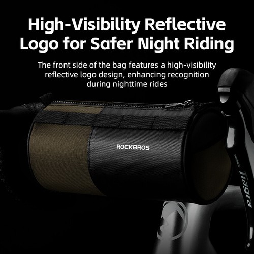 ROCKBROS Bicycle Cylinder Handlebar Bag 1.7L Capacity Portable Bike Front Bag - Picture 9 of 13
