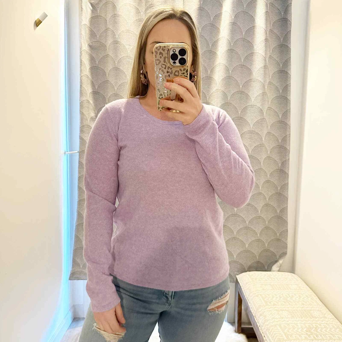 Preswick u0026amp; Moore Crewneck Pullover Long Sleeve Cashmere Sweater Purple  Large | eBay