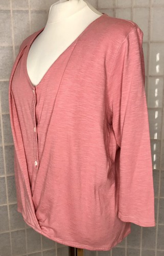 J Jill Cross Front Top Lg/P Coral Pink 3/4 Sleeve Lt Weight Shirt Cotton Bld EUC - Picture 5 of 8