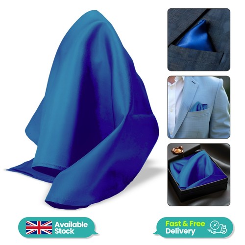 New Satin Wedding Mens Pocket Square Office Suit Plain Handkerchief - Picture 233 of 325