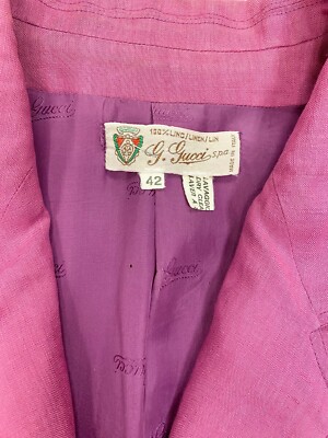 GUCCI Pink Lightweight Linen Blazer Suit Jacket 42 = 6 S (VINTAGE