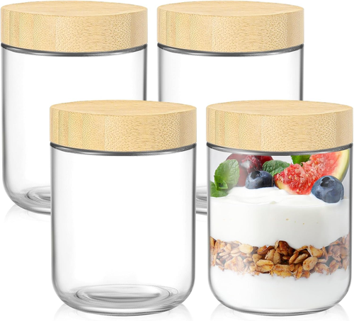 16 Oz Overnight Oats Containers with Bamboo Lids - 4 Pack Glass Storage Jars wit - Picture 12 of 12