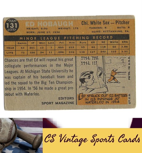 1960 Topps #131 Ed Hobaugh - Picture 2 of 2